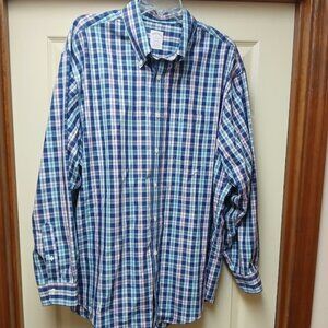BROOKS BROTHERS MADISON Long Sleeve Plaid Dress Shirt Men's Size XL Supima